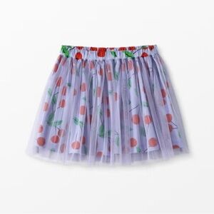 Hanna Andersson Girls 8 Purple Cotton Cherry Print Twirl Skirt w/ Tulle Overlay